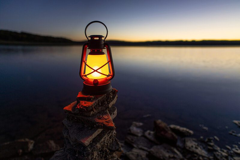 Lamp at coastline