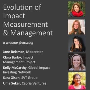 Evolution of Impact Measurement and Management