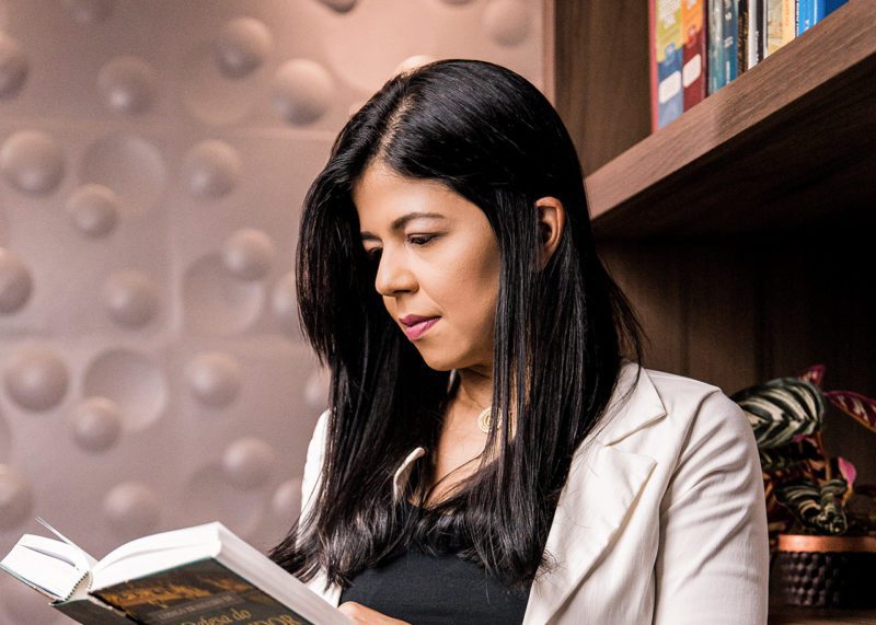 Female lawyer reading a book