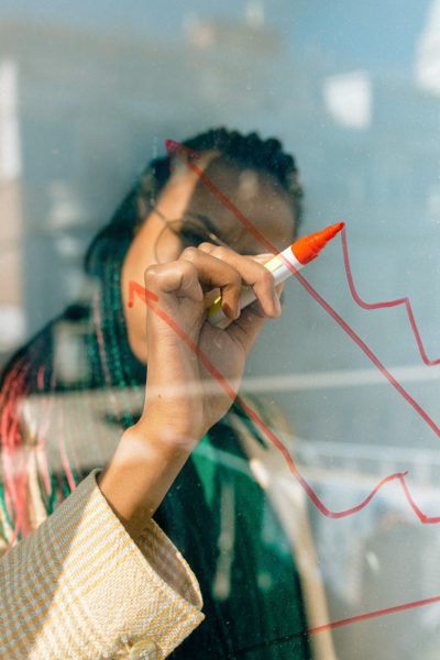 Woman making chart