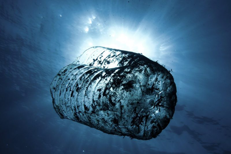 Plastic item in ocean