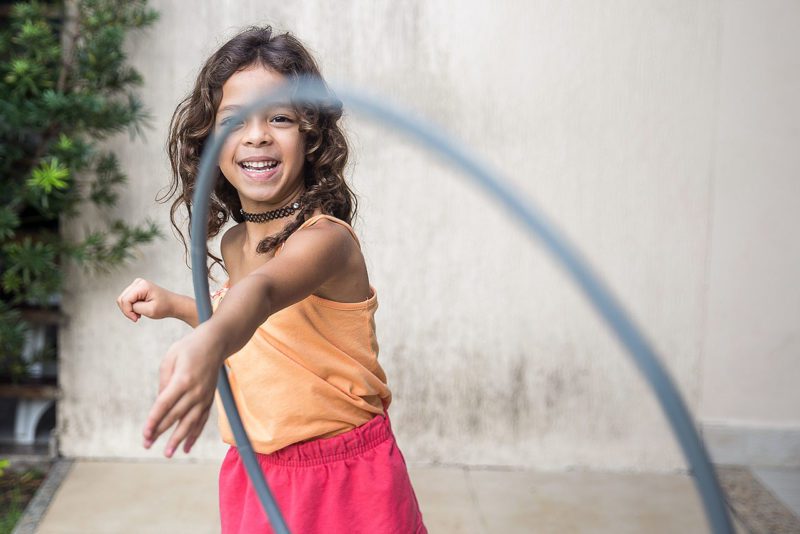 Girl playing with hoop