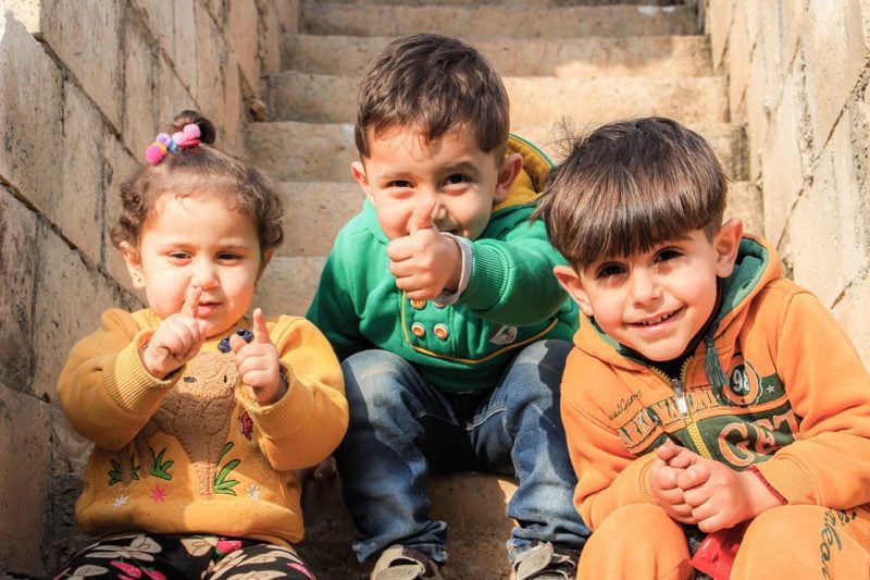 Three Children on steps