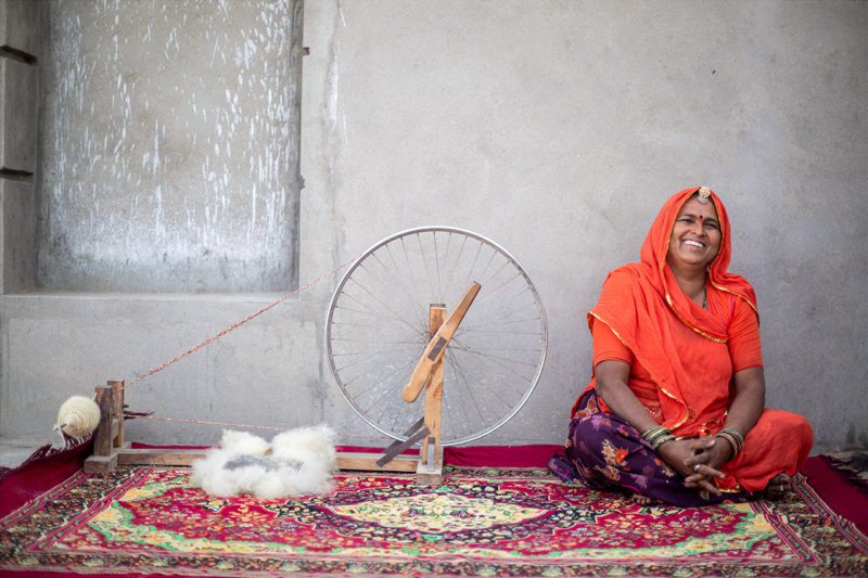 Woman rug artisan in India