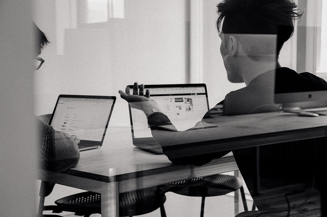 Entrepreneurs at work on computers