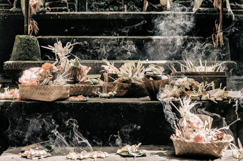 Offering on steps of shrine