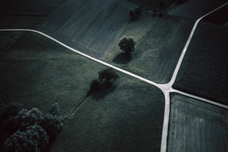 Crossroads seen from above