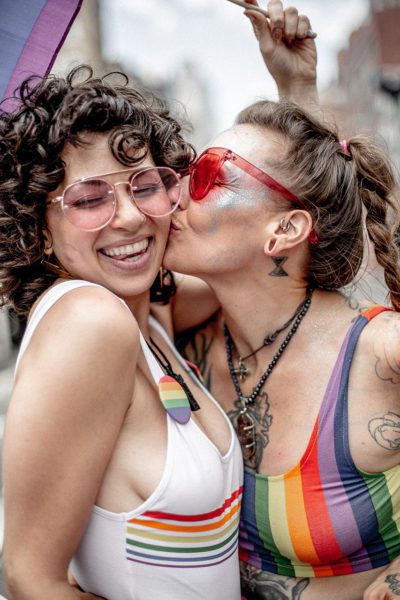 Lesbian kissing girlfriend
