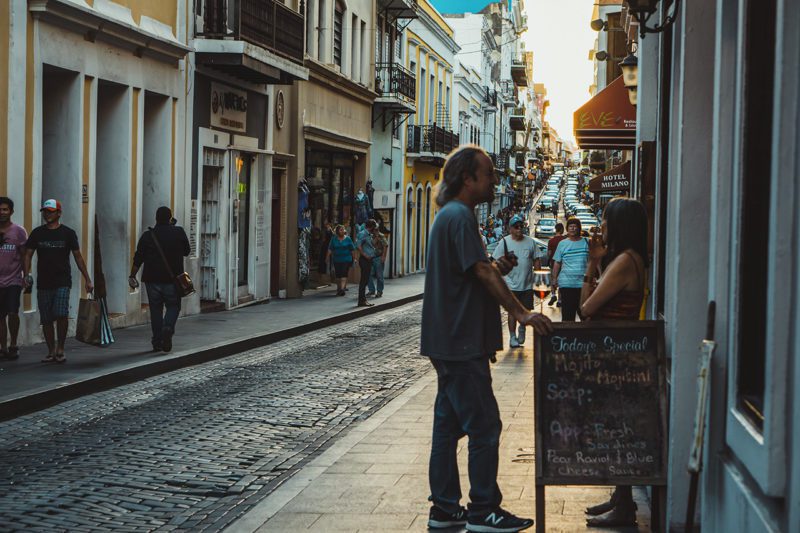 People on sidewalk in Puerto Rico