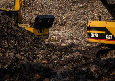 Landfill with tractor