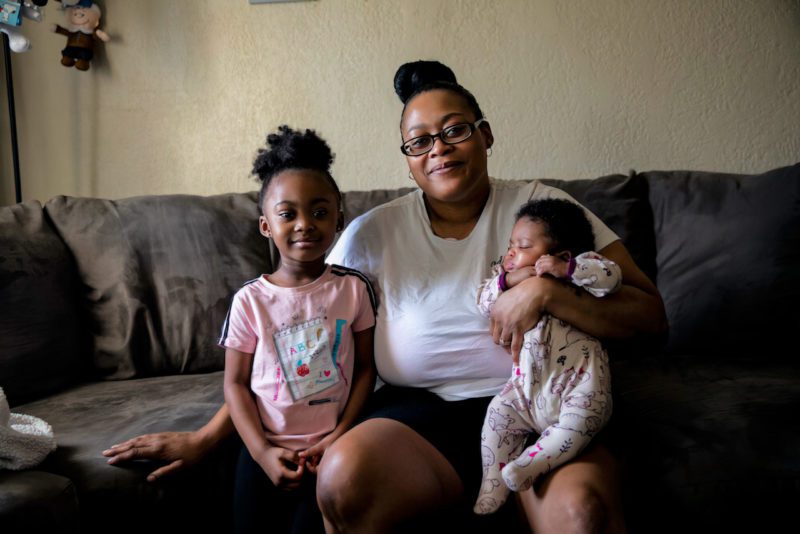 Mother and two children