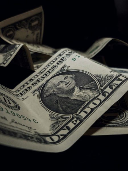 Half folded dollar bill