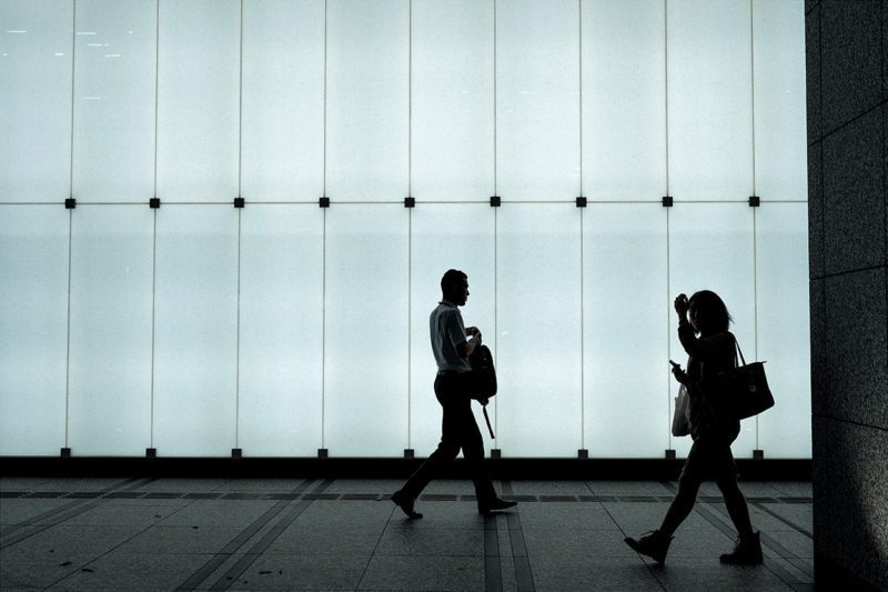 People walking in different directions