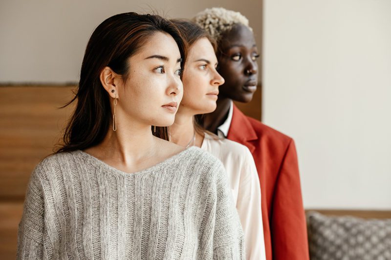 Three women in a line