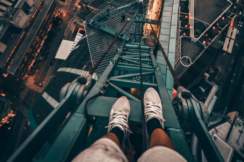 Feet looking down from height