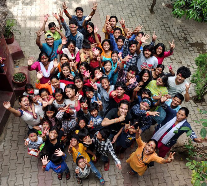 Asian student group from above