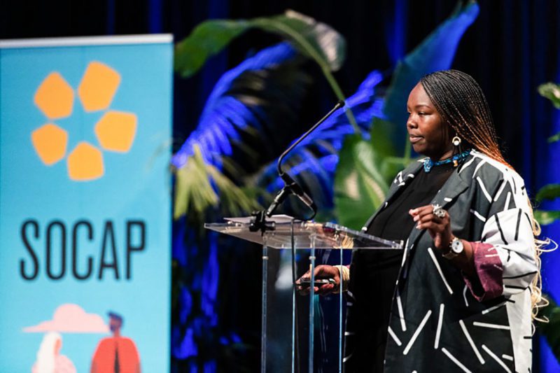 Black female speaker at SOCAP conference