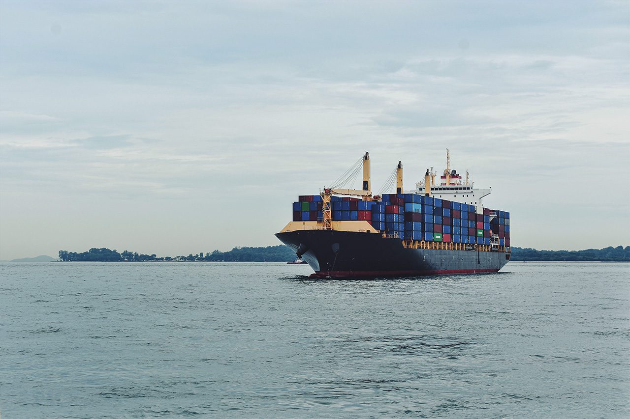 Container ship at sea