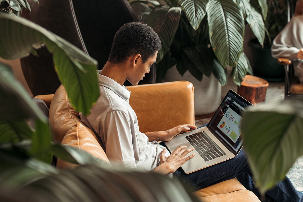 Businessman working on his laptop