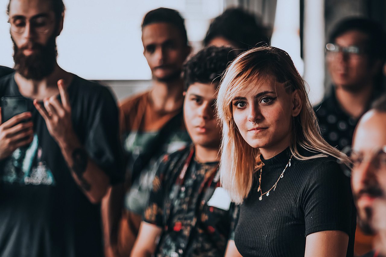 Fearless women staring at camera