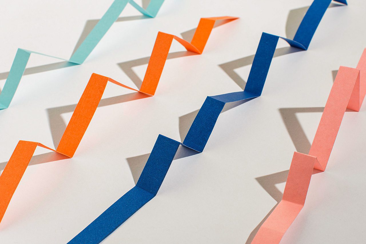 Colored paper strips making a graph