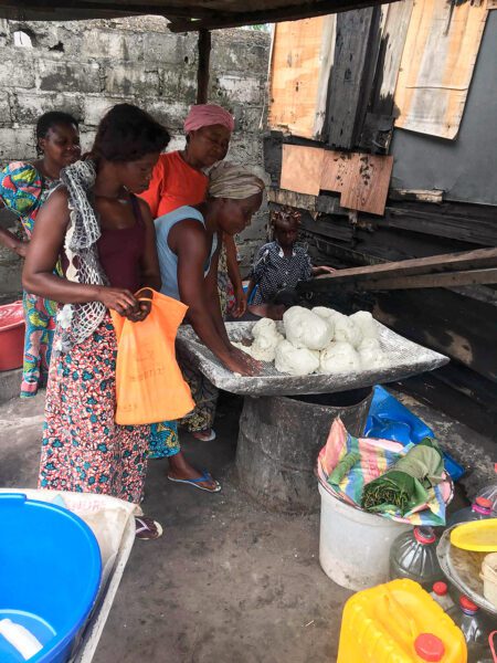 Liberian women making food