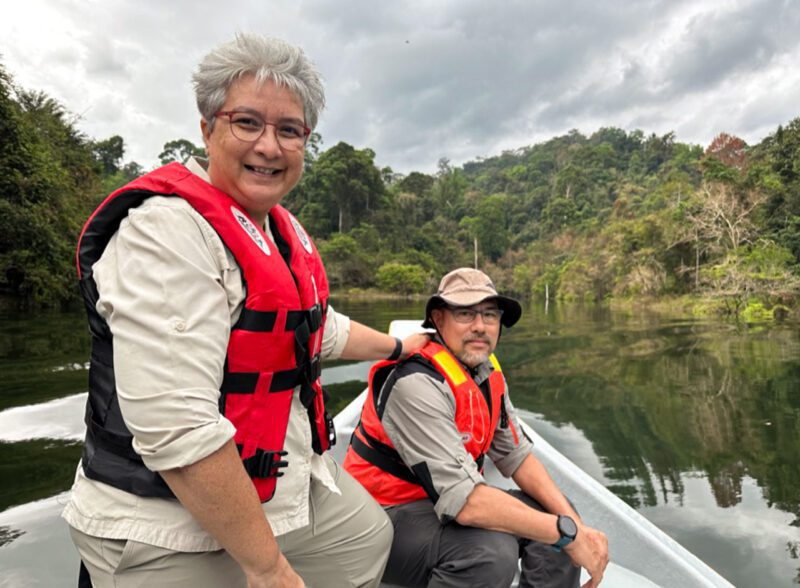 Lara Ariffin and Harun Rahman in boat