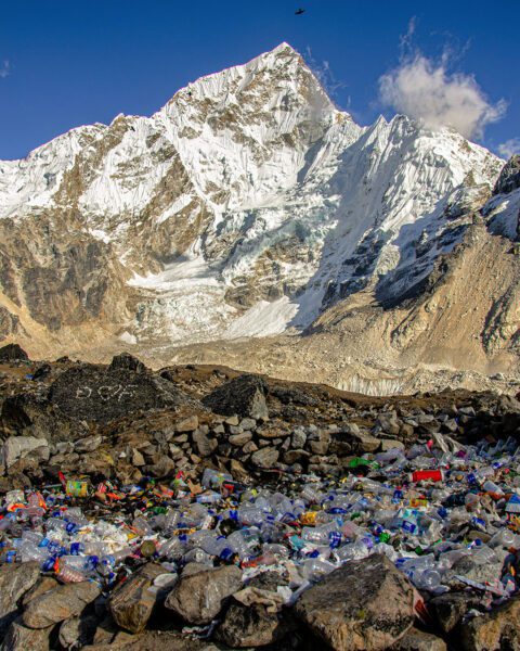 Plastic waste beneath Nepal mountain