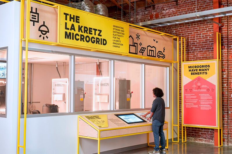 Woman visiting LA Kretz Microgrid display