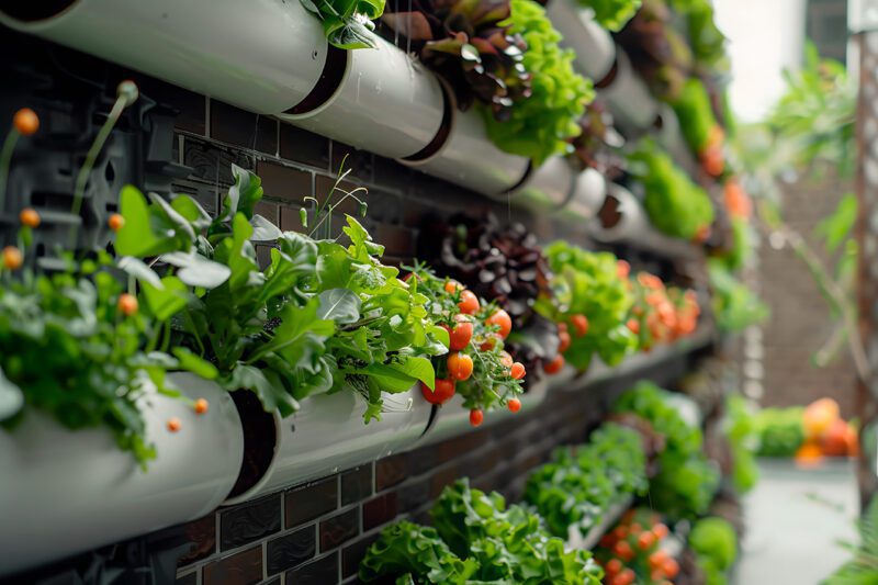 Aisle of produce growing