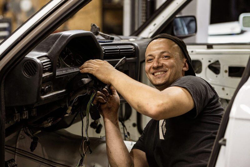 Mechanic working on a vehicle