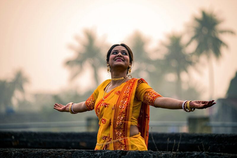 Indian woman celebrating