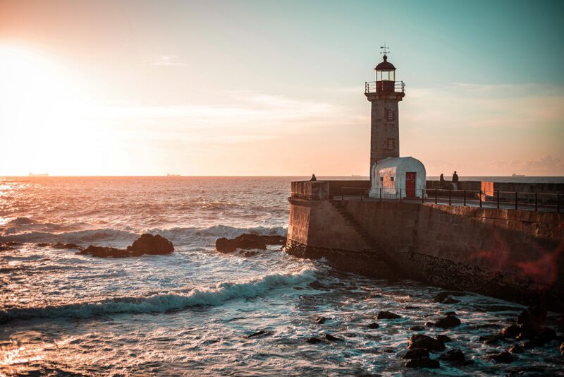 Lighthouse on ocean coast