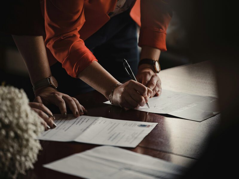 Lawyers working on legal documents