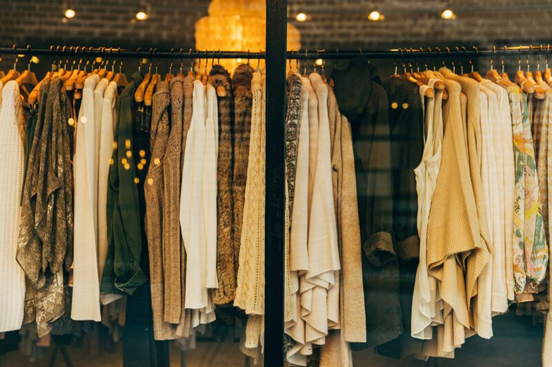 Clothing on rack in store