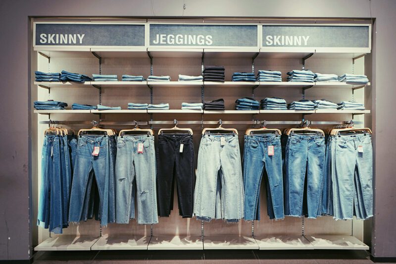 Denim clothing in store