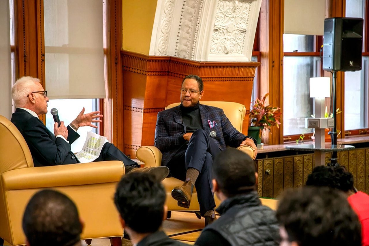 Marc Lane holds fireside chat with Michael Strautmanis
