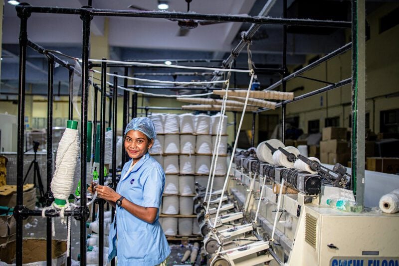 Female worker in an Indian apparel factory