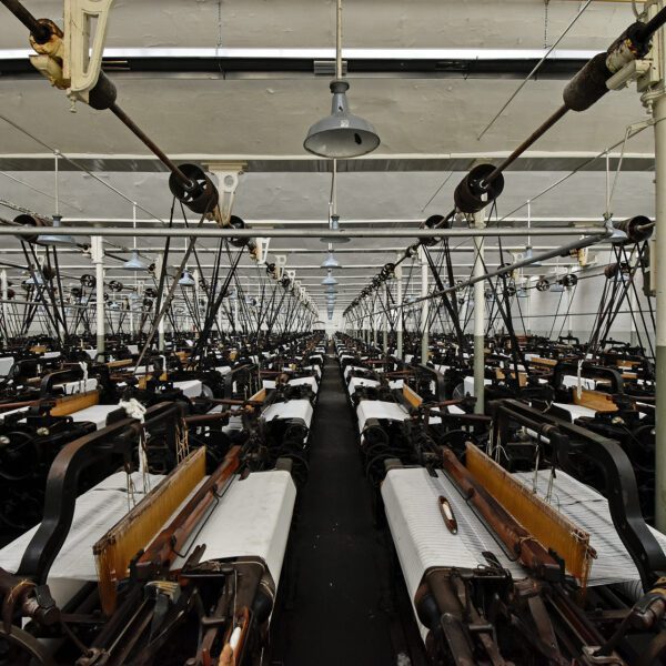 Looms in an Indian apparel factory