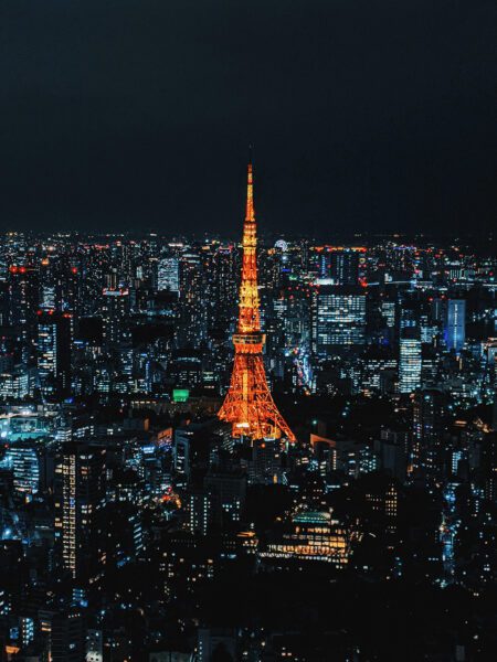 Illuminated structure in North Asian city