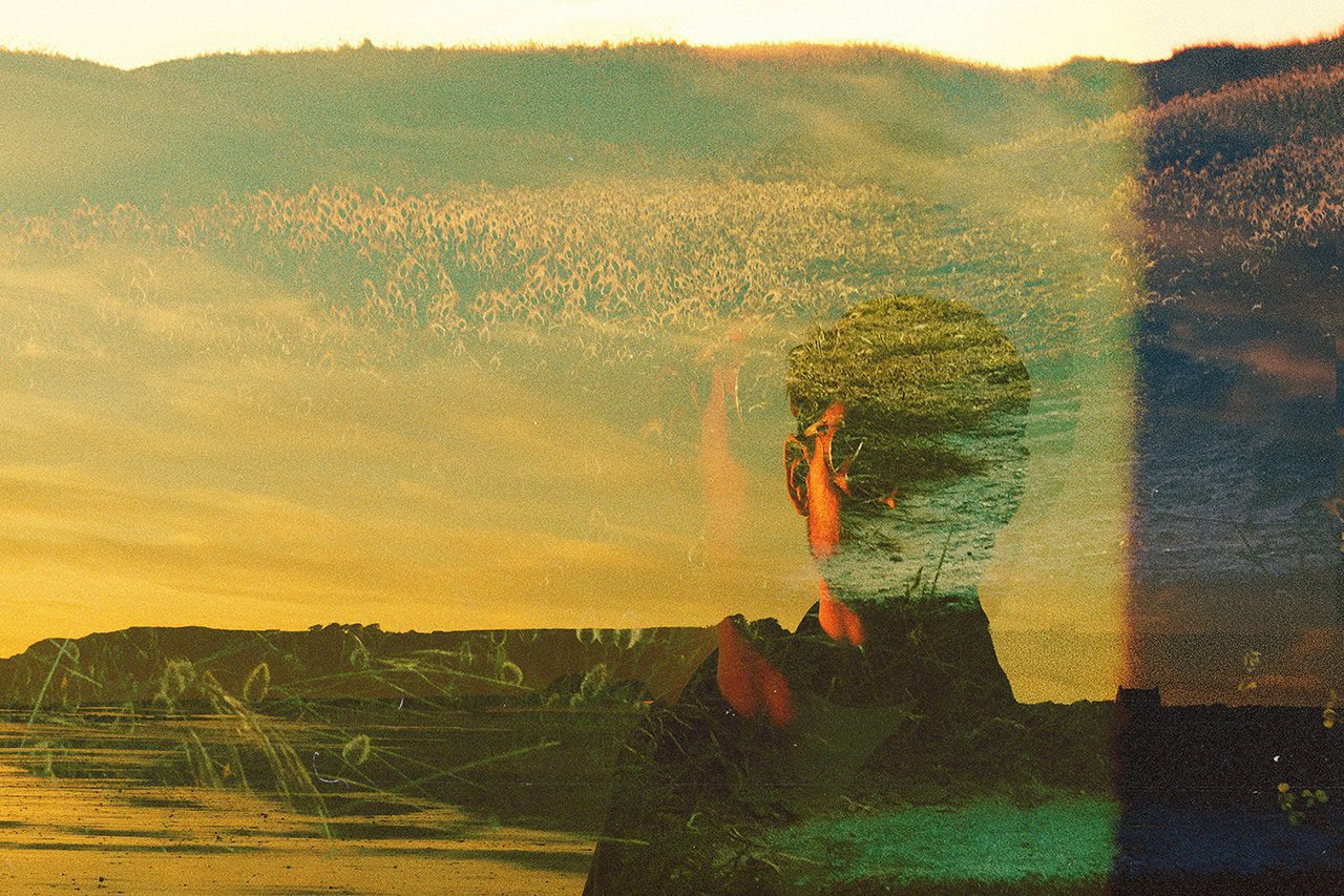 Abstract image of man in landscape