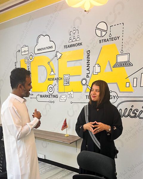 Two people speak at Business Incubator in Yemen 