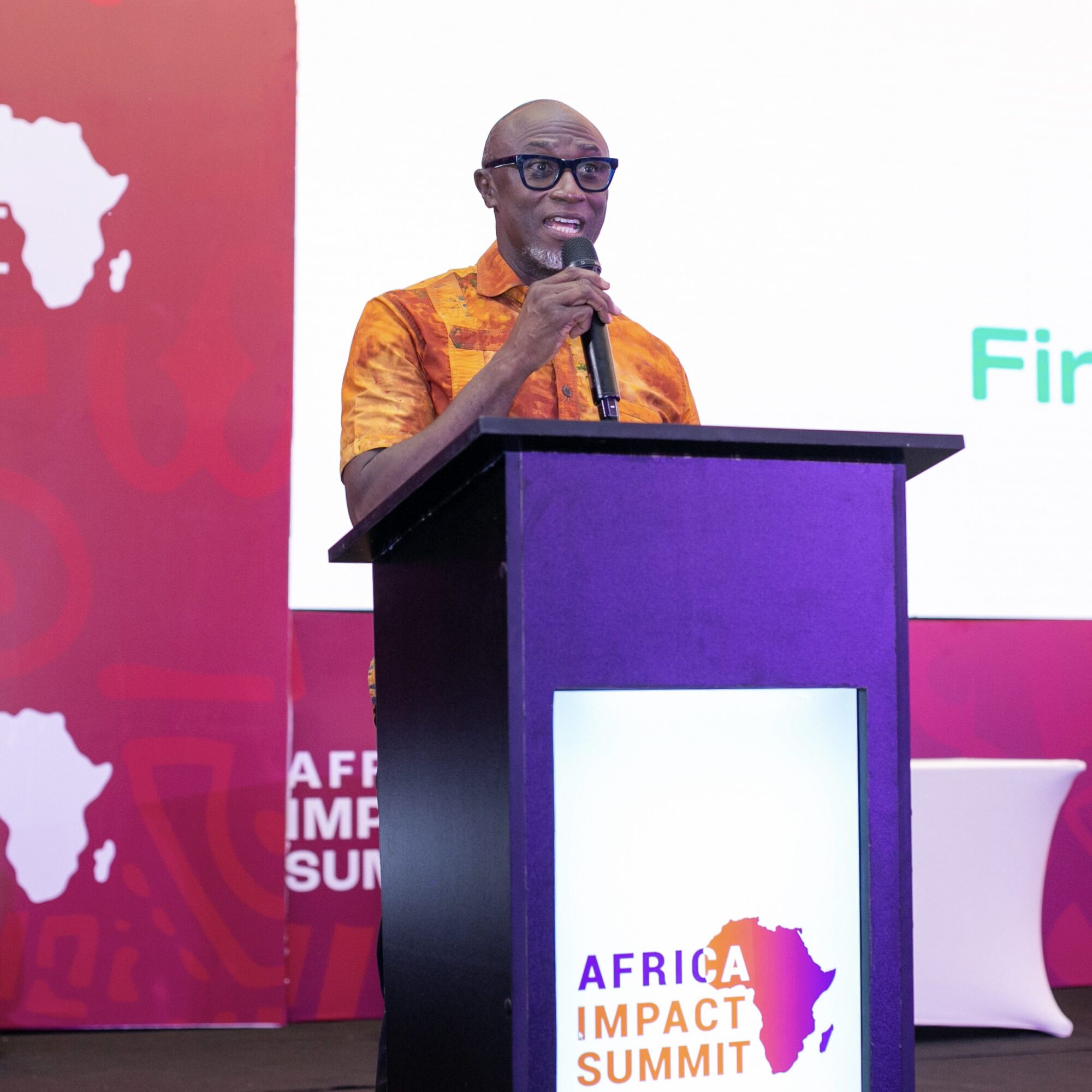 African man at podium