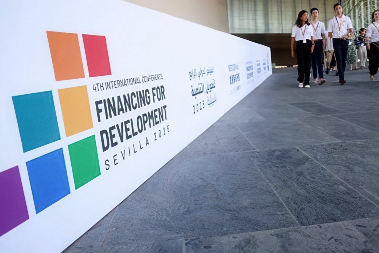 Financing for Development sign at conference