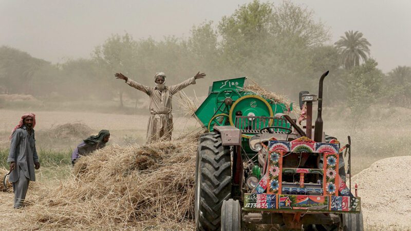 African man and tractor in field