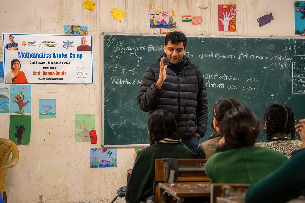 Man in front of classroom