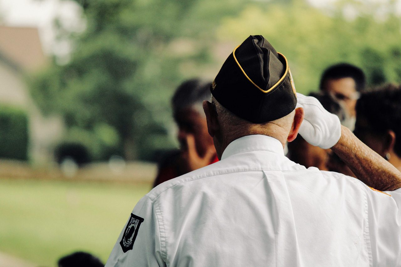 Military veteran saluting