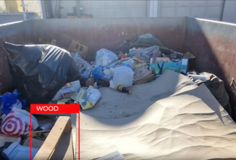 Waste products in recycling bin