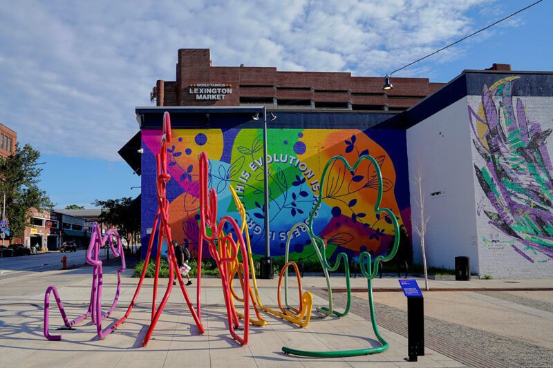 Colorful sculptures in city