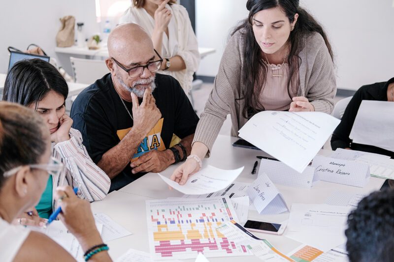 Workers with charts